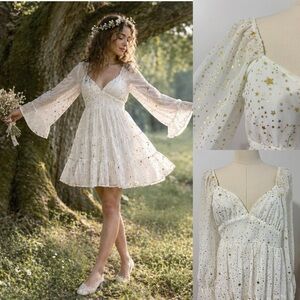 Altar'd State Celestial Star Dress Ethereal Fairycore Witchy Festival Womens M